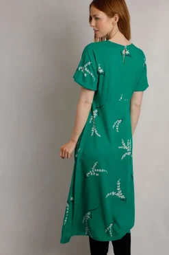 Weird Fish Dresses|Everly LivaEco™ Printed Viscose Dress Evergreen