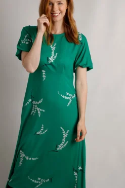 Weird Fish Dresses|Everly LivaEco™ Printed Viscose Dress Evergreen