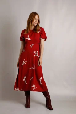 Weird Fish Dresses|Everly LivaEco™ Printed Viscose Dress Red
