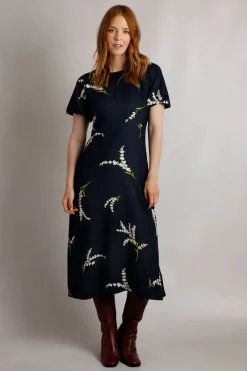 Weird Fish Dresses|Everly LivaEco™ Printed Viscose Dress Rich Navy