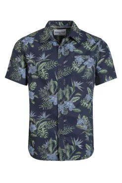 Weird Fish Shirts|Faraway Organic Cotton Printed Shirt Navy