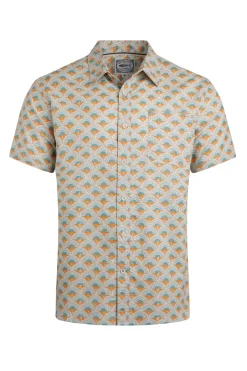 Weird Fish Shirts|Faraway Organic Cotton Printed Shirt Caramel