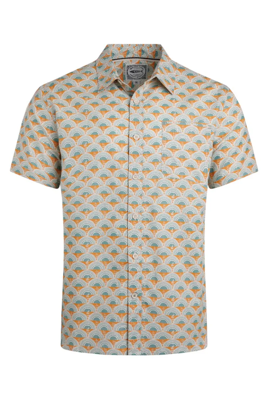 Weird Fish Shirts|Faraway Organic Cotton Printed Shirt Caramel
