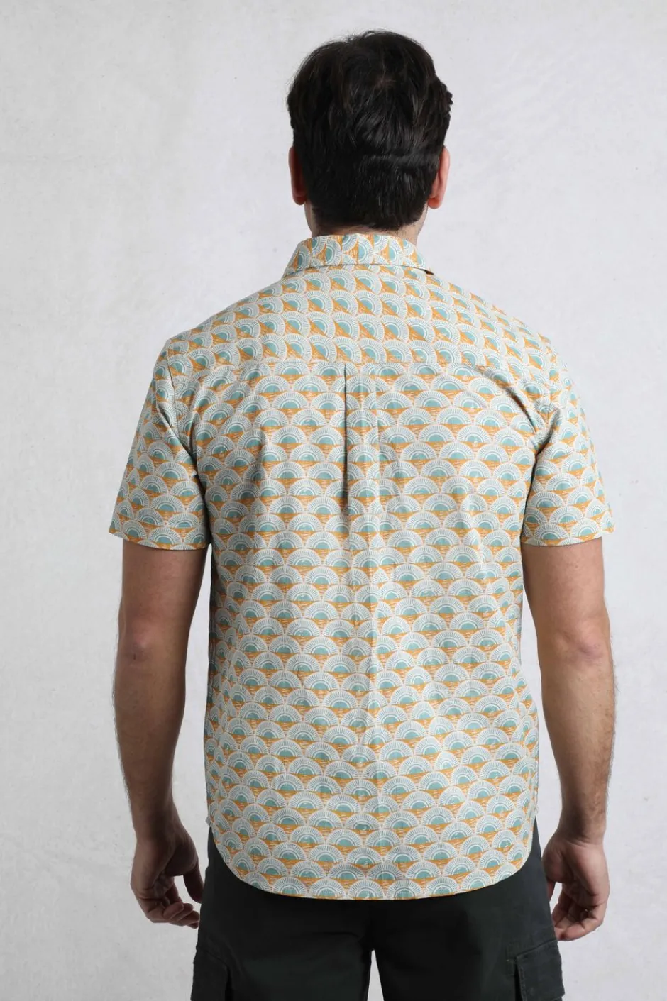 Weird Fish Shirts|Faraway Organic Cotton Printed Shirt Caramel
