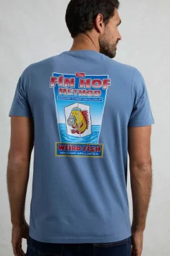Weird Fish T-Shirts|Fin Hof Back Print Artist T-Shirt Mid Blue