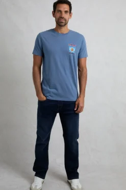 Weird Fish T-Shirts|Fin Hof Back Print Artist T-Shirt Mid Blue