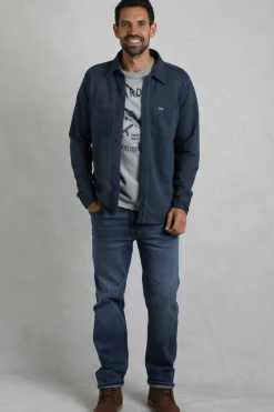 Weird Fish Shirts|Fingask Loopback Shirt Navy