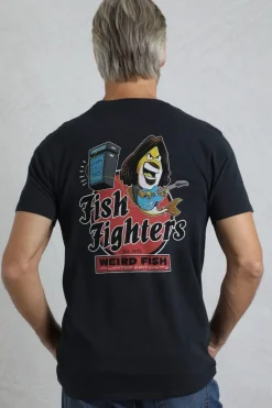 Weird Fish T-Shirts|Fish Fighters Back Print Artist T-Shirt Navy