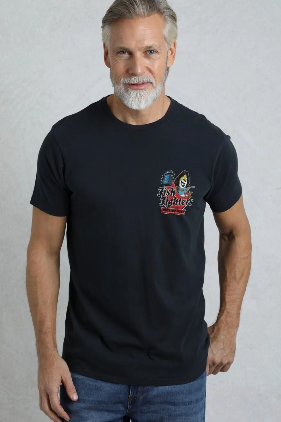 Weird Fish T-Shirts|Fish Fighters Back Print Artist T-Shirt Navy