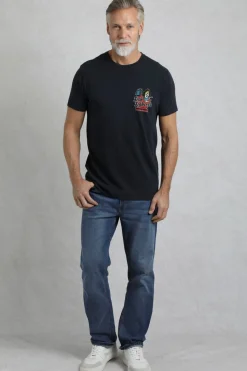 Weird Fish T-Shirts|Fish Fighters Back Print Artist T-Shirt Navy