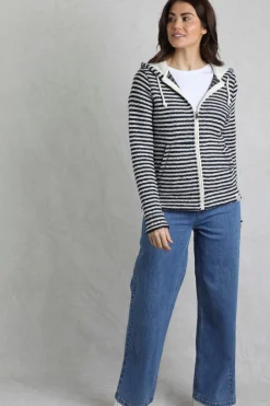 Weird Fish Sweatshirts & Hoodies|Fisher Full Zip Stripe Eco Macaroni Hoodie Ecru