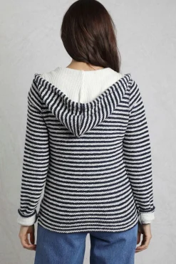 Weird Fish Sweatshirts & Hoodies|Fisher Full Zip Stripe Eco Macaroni Hoodie Ecru