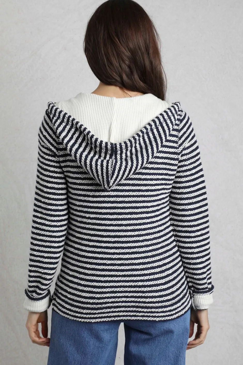 Weird Fish Sweatshirts & Hoodies|Fisher Full Zip Stripe Eco Macaroni Hoodie Ecru