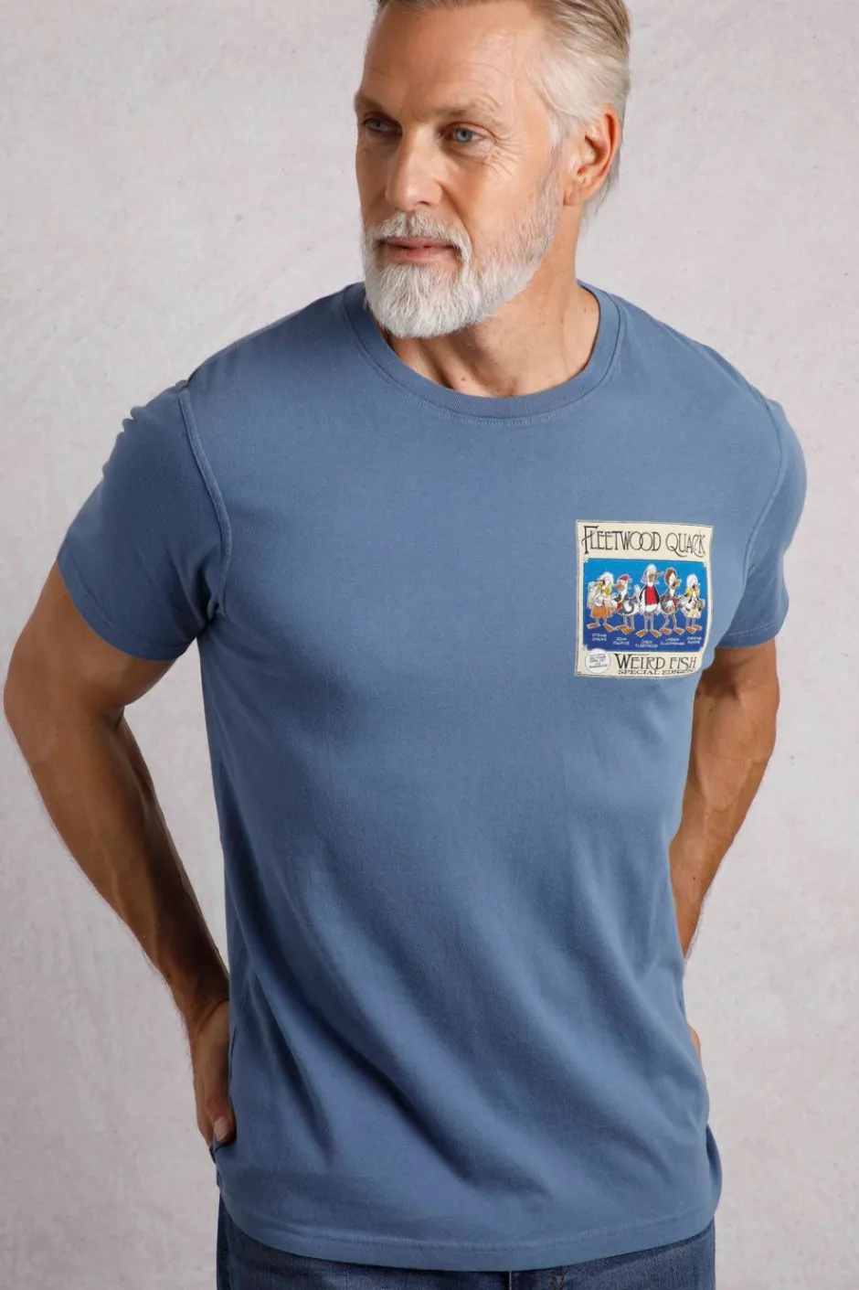 Weird Fish T-Shirts|Fleetwood Quack Back Print Artist T-Shirt Mid Blue