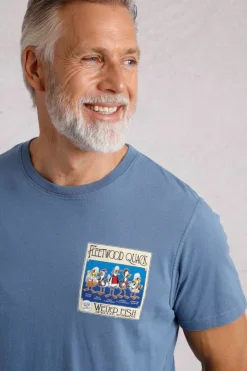 Weird Fish T-Shirts|Fleetwood Quack Back Print Artist T-Shirt Mid Blue