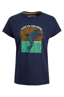 Weird Fish Tunics|Tops & T-Shirts|Fly Free Organic Cotton Slub Graphic T-Shirt Dark Blue