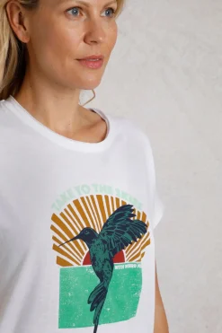 Weird Fish Tunics|Tops & T-Shirts|Fly Free Organic Cotton Slub Graphic T-Shirt White