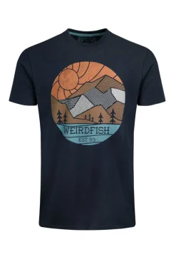 Weird Fish T-Shirts|Foothills Organic Cotton Front Print T-Shirt Navy