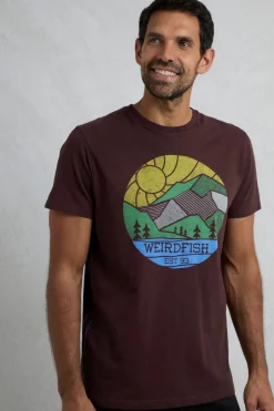 Weird Fish T-Shirts|Foothills Organic Cotton Front Print T-Shirt Mulled Wine