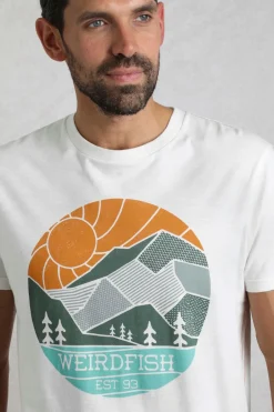 Weird Fish T-Shirts|Foothills Organic Cotton Front Print T-Shirt Dusty White