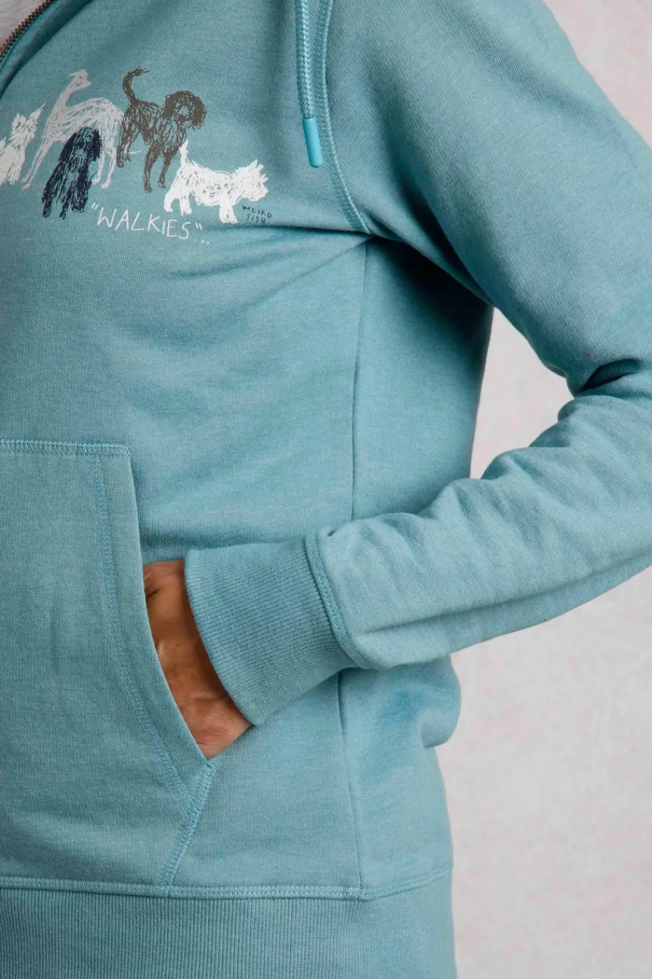 Weird Fish Sweatshirts & Hoodies|Franchises Dog Print Eco Graphic Full Zip Hoodie Mineral Blue