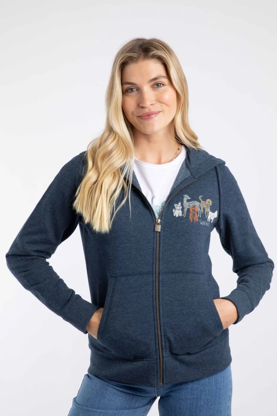 Weird Fish Sweatshirts & Hoodies|Franchises Dog Print Eco Graphic Full Zip Hoodie Navy