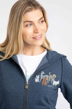 Weird Fish Sweatshirts & Hoodies|Franchises Dog Print Eco Graphic Full Zip Hoodie Navy
