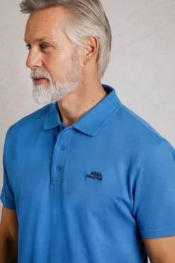 Weird Fish Polo & Rugby Shirts|Giles Pique Polo Blue Sapphire