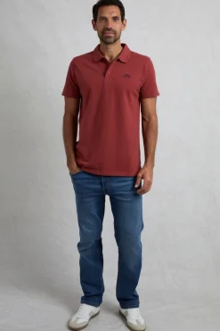 Weird Fish Polo & Rugby Shirts|Giles Pique Polo Shirt Foxberry