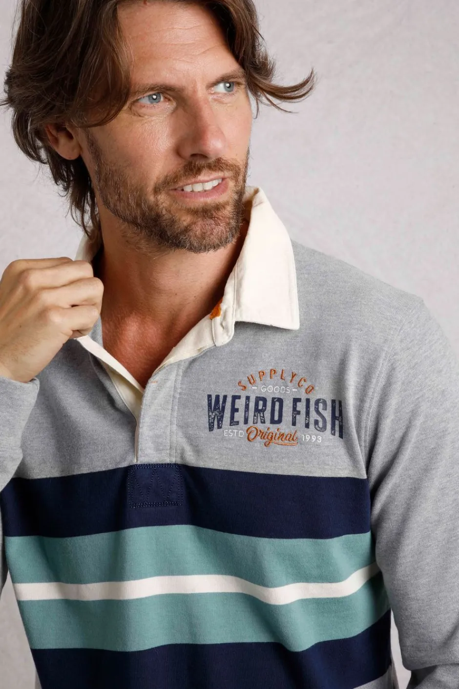 Weird Fish Polo & Rugby Shirts|Rugbys|Goole Organic Cotton Long Sleeve Rugby Shirt Grey Marl