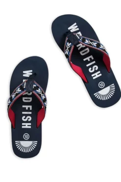 Weird Fish Caps & Scarves|Scarves & Caps|Hamdon Jacquard Flip Flop Navy