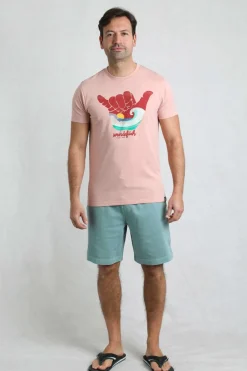 Weird Fish T-Shirts|Hang Loose Eco Graphic T-Shirt Dusty Rose