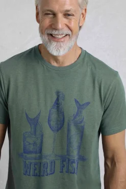 Weird Fish T-Shirts|Happy Hour Front Print Graphic T-Shirt Dusky Green