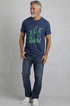 Weird Fish T-Shirts|Happy Hour Front Print Graphic T-Shirt Estate blue