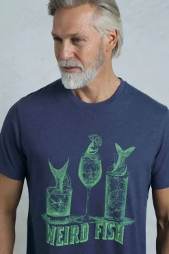 Weird Fish T-Shirts|Happy Hour Front Print Graphic T-Shirt Estate blue
