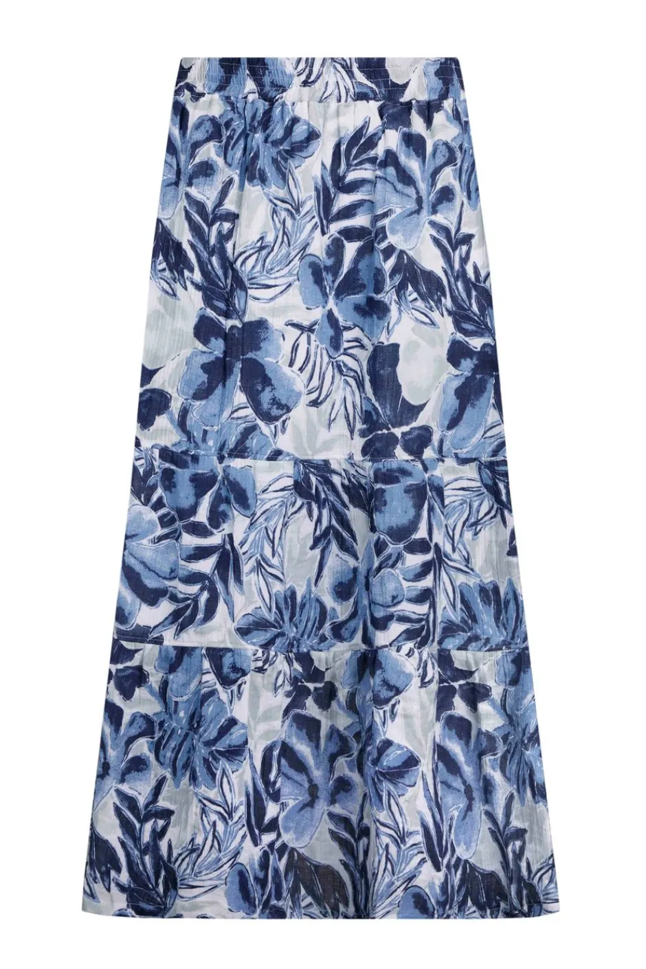 Weird Fish Skirts|Harini Organic Cotton Double Cloth Printed Midi Skirt Estate blue