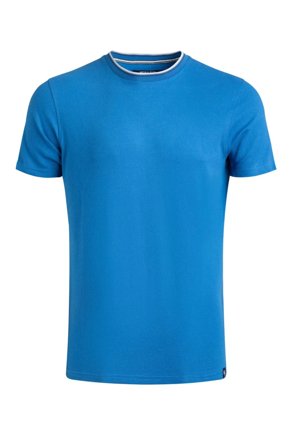 Weird Fish T-Shirts|Harris Organic Cotton Textured Crew Neck T-Shirt Blue Sapphire
