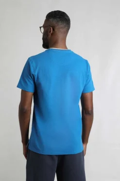 Weird Fish T-Shirts|Harris Organic Cotton Textured Crew Neck T-Shirt Blue Sapphire