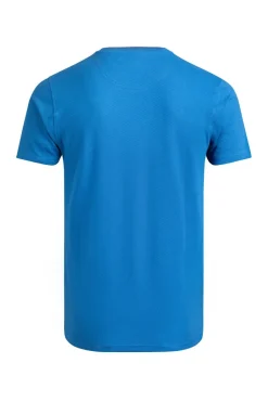 Weird Fish T-Shirts|Harris Organic Cotton Textured Crew Neck T-Shirt Blue Sapphire
