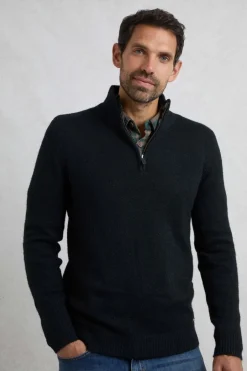 Weird Fish Jumpers & Knitwear|Helmsdale Eco 1/4 Zip Jumper Black