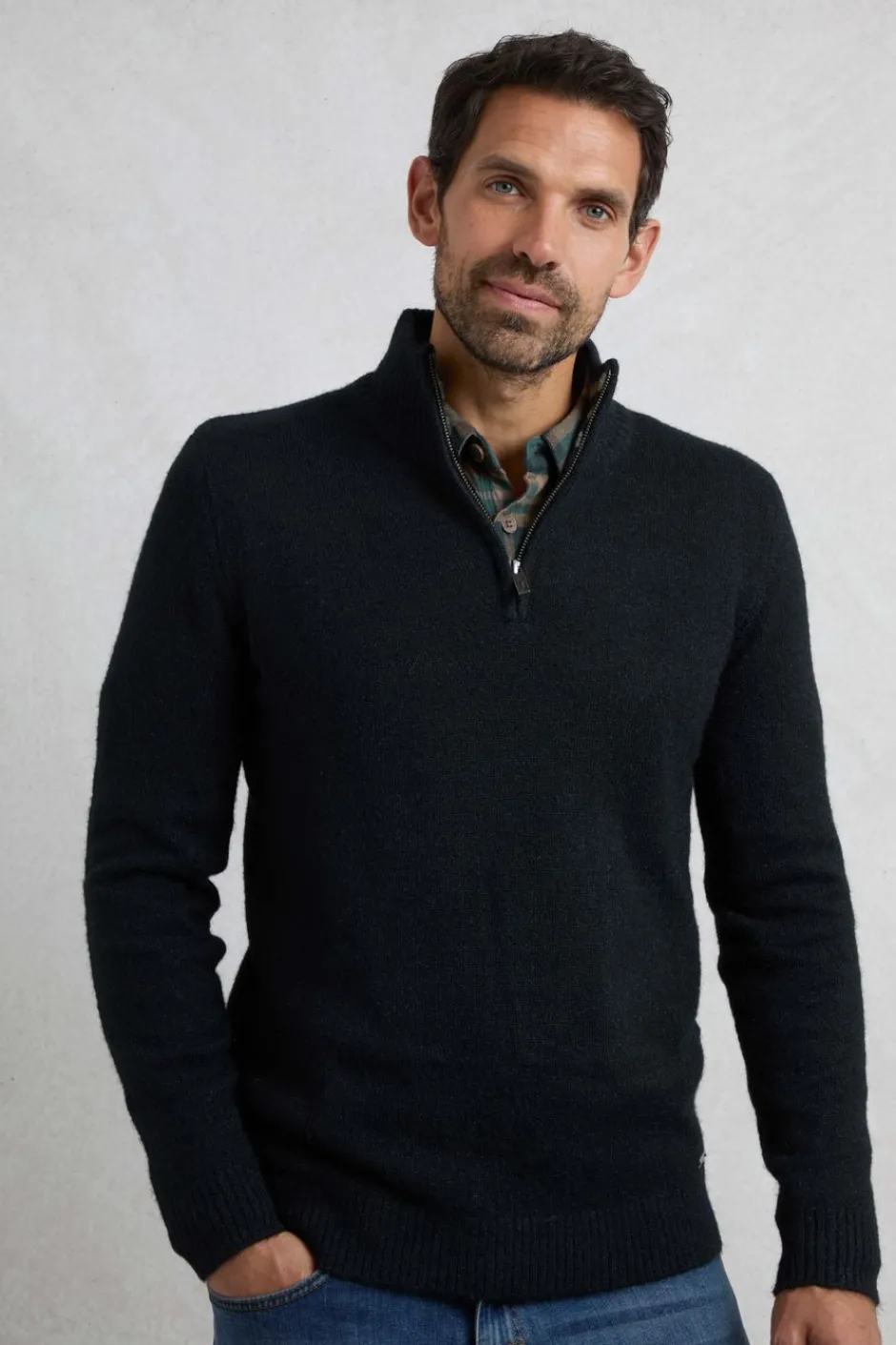Weird Fish Jumpers & Knitwear|Helmsdale Eco 1/4 Zip Jumper Black