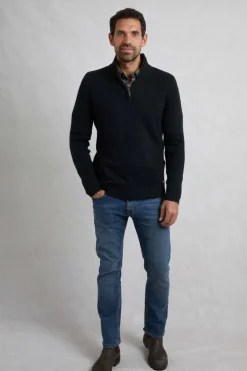 Weird Fish Jumpers & Knitwear|Helmsdale Eco 1/4 Zip Jumper Black