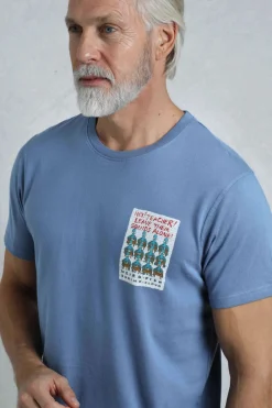 Weird Fish T-Shirts|Hey Teacher Back Print Artist T-Shirt Mid Blue