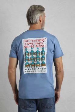 Weird Fish T-Shirts|Hey Teacher Back Print Artist T-Shirt Mid Blue