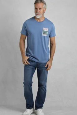 Weird Fish T-Shirts|Hey Teacher Back Print Artist T-Shirt Mid Blue