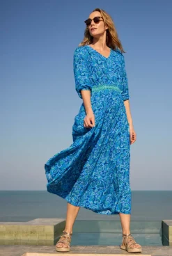 Weird Fish Dresses|Himanshee Lenzing EcoVero™ Printed Viscose Maxi Dress Sea Green