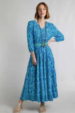 Weird Fish Dresses|Himanshee Lenzing EcoVero™ Printed Viscose Maxi Dress Sea Green