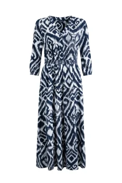 Weird Fish Dresses|Himanshee Lenzing EcoVero™ Printed Viscose Maxi Dress Indigo