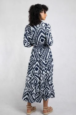 Weird Fish Dresses|Himanshee Lenzing EcoVero™ Printed Viscose Maxi Dress Indigo