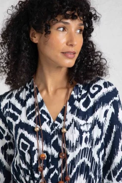 Weird Fish Dresses|Himanshee Lenzing EcoVero™ Printed Viscose Maxi Dress Indigo